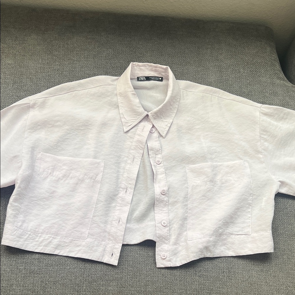 Zara Blush Purple light Cropped Shirt